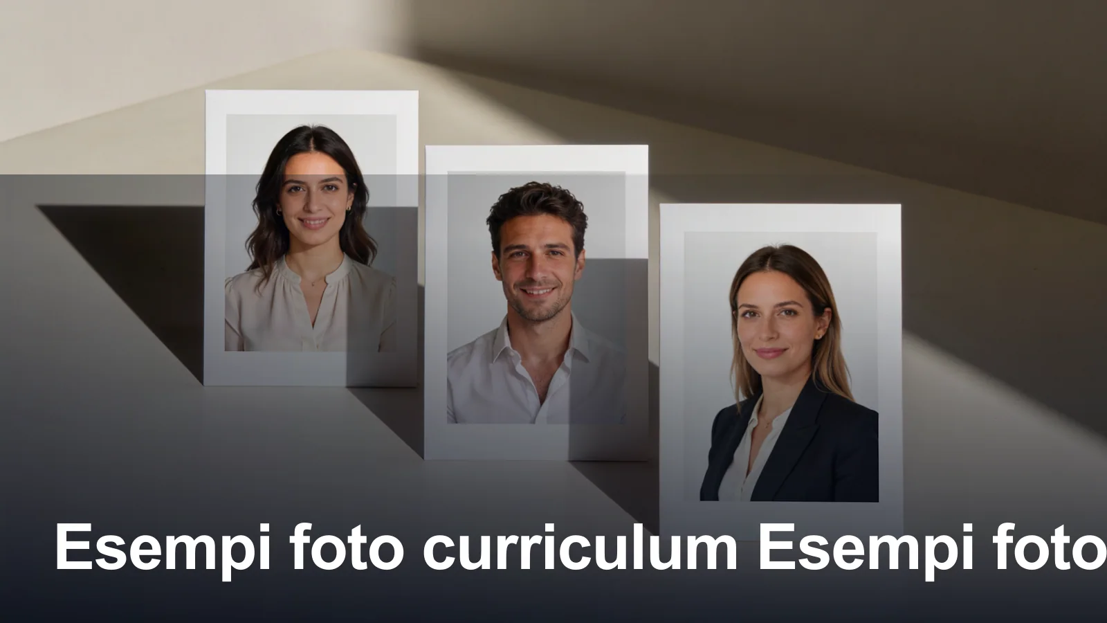 Esempi foto curriculum con sfondo neutro, luce morbida e abbigliamento professionale